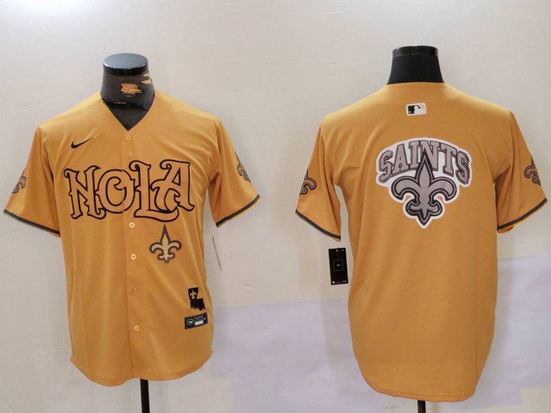 Men New Orleans Saints Blank Yellow Joint Name 2024 Nike Limited NFL Jersey style 9123